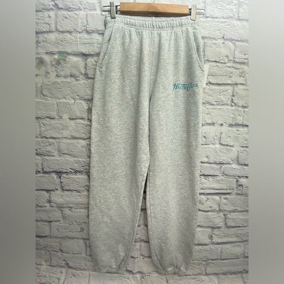 NWT Sporty & Rich Health Club Sweatpants Jogger Gray XS Unisex Drawstring Preppy - Picture 2 of 12